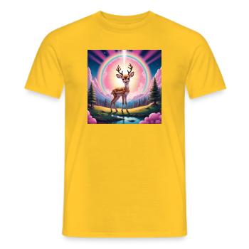 Deer with rainbow - Men's T-Shirt - yellow - Front - AI Model Male 178 dark (178cm)