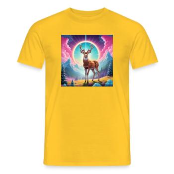 Deer on the mountain - Men's T-Shirt - yellow - Front - AI Model Male 178 dark (178cm)
