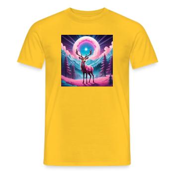 Deer on the mountain - Men's T-Shirt - yellow - Front - AI Model Male 178 dark (178cm)
