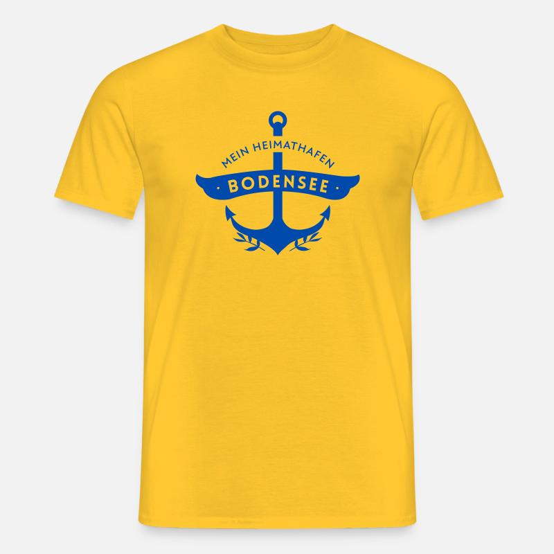 Mein Heimathafen Bodensee mit Anker - Männer T-Shirt - Gelb