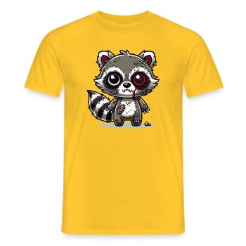 gruseliger Zombie-Waschbär für Halloween Spaß - Männer T-Shirt - Gelb - Vorne - AI Model Male 178 dark (178cm)