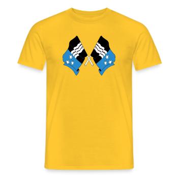 Zwei Flaggen der Aargauer Schweiz - Männer T-Shirt - Gelb - Vorne - AI Model Male 178 dark (178cm)