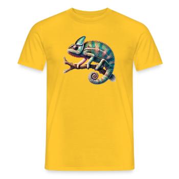faszinierendes lebendiges Chamäleon-Motiv - Männer T-Shirt - Gelb - Vorne - AI Model Male 178 dark (178cm)