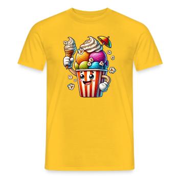 cheerful cartoon ice cream motif for summer fun - Men's T-Shirt - yellow - Front - AI Model Male 178 dark (178cm)