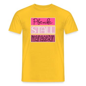 HOBBY REITEN PFERDESTALL MANAGERIN - Männer T-Shirt - Gelb - Vorne - AI Model Male 178 dark (178cm)