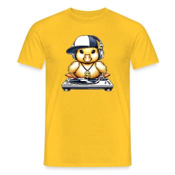 motif de nana cool en tant que DJ avec des écouteurs - T-shirt homme - jaune - Devant - AI Model Male 178 dark (178cm)