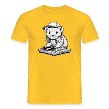 motif wombat cool en tant que DJ avec des écouteurs - T-shirt homme - jaune - Devant - AI Model Male 178 dark (178cm)