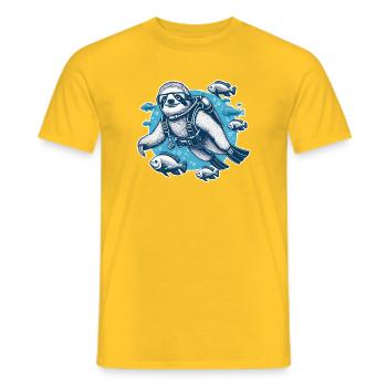 Faultier mit Tauchausrüstung lustig für Taucher - Männer T-Shirt - Gelb - Vorne - AI Model Male 178 dark (178cm)