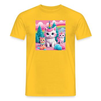 Unicorn Kittens - Men's T-Shirt - yellow - Front - AI Model Male 178 dark (178cm)