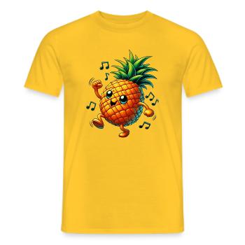 Pineapple Dances Music - Men's T-Shirt - yellow - Front - AI Model Male 178 dark (178cm)