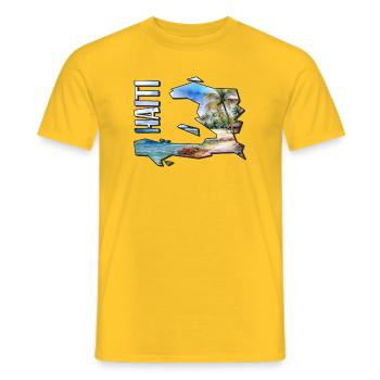Carte à l’aquarelle Haïti - T-shirt homme - jaune - Devant - AI Model Male 178 dark (178cm)