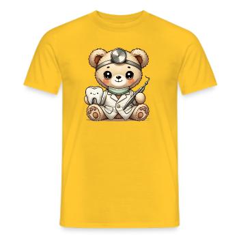 Kuscheltier Teddy Zahnarzt mit niedlichen Zahn - Männer T-Shirt - Gelb - Vorne - AI Model Male 178 dark (178cm)