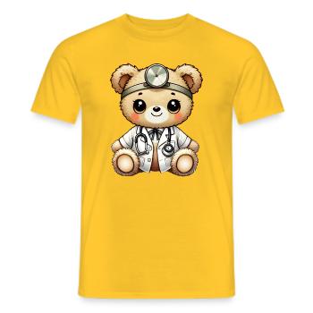 mignon jouet câlin teddy doctor avec manteau de médecin - T-shirt homme - jaune - Devant - AI Model Male 178 dark (178cm)