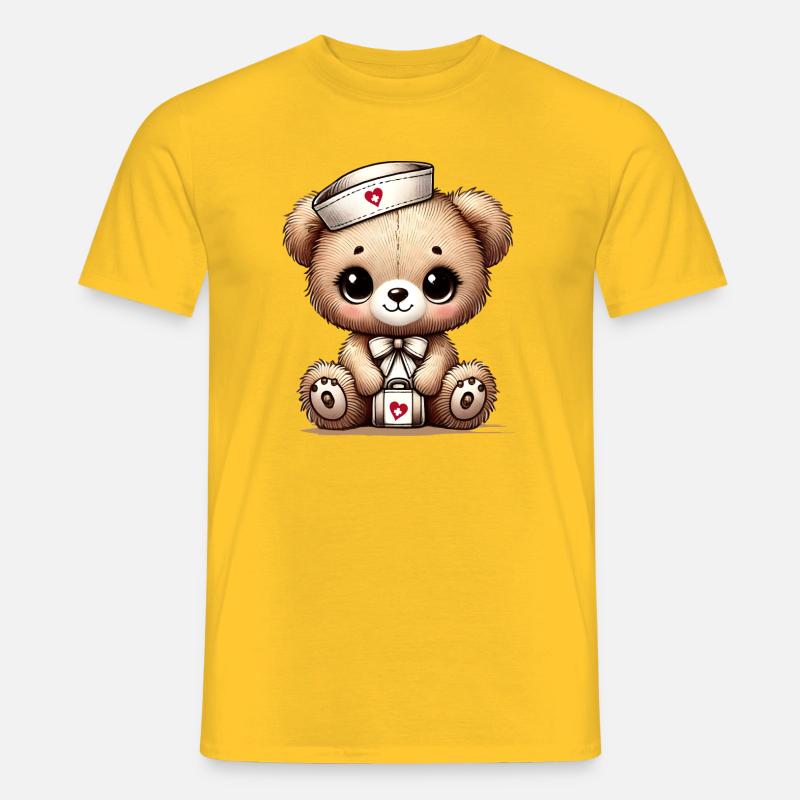 Bezaubernder Teddybär als Krankenschwester - T-shirt herr - gul