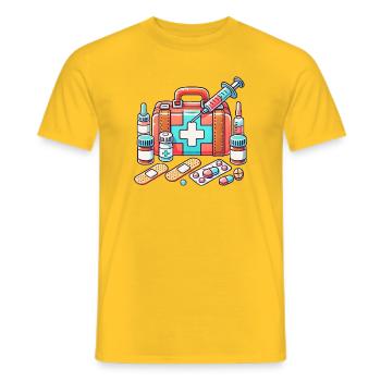 detailreicher Apothekenkoffe,Symbol für Sicherheit - Männer T-Shirt - Gelb - Vorne - AI Model Male 178 dark (178cm)
