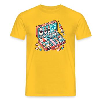 detailreicher Apothekenkoffe,Symbol für Sicherheit - Männer T-Shirt - Gelb - Vorne - AI Model Male 178 dark (178cm)