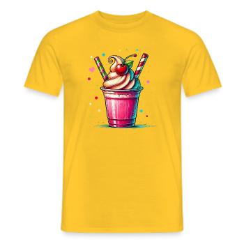 Seductive Cherry Dreams: Cherry Milkshake - Men's T-Shirt - yellow - Front - AI Model Male 178 dark (178cm)