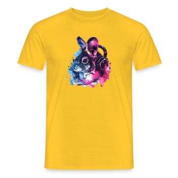 Chinchilla Chinchillas Souris laineuse avec casque - T-shirt homme - jaune - Devant - AI Model Male 178 dark (178cm)