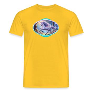 Zartes Einhorn im Magischen Wald - Männer T-Shirt - Gelb - Vorne - AI Model Male 178 dark (178cm)