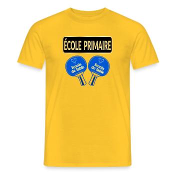 École Primaire - Tennis de Table - T-shirt homme - jaune - Devant - AI Model Male 178 dark (178cm)
