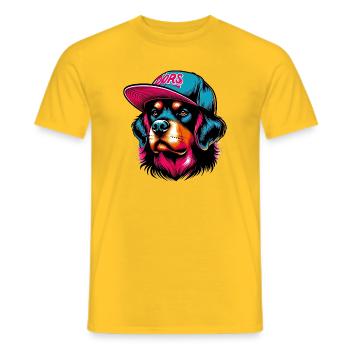 Dog - Men's T-Shirt - yellow - Front - AI Model Male 178 dark (178cm)