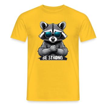 Kleiner Waschbär mit Sonnenbrille  - Männer T-Shirt - Gelb - Vorne - AI Model Male 178 dark (178cm)