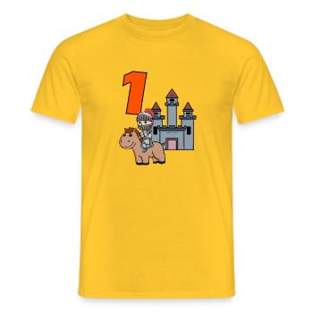 1 an - inscription à l’école - motif chevalier - T-shirt homme - jaune - Devant - AI Model Male 178 dark (178cm)