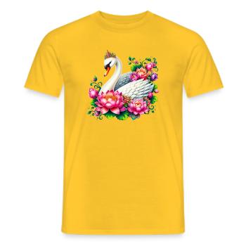 Schwan verziert mit Lotusblüten - Männer T-Shirt - Gelb - Vorne - AI Model Male 178 dark (178cm)