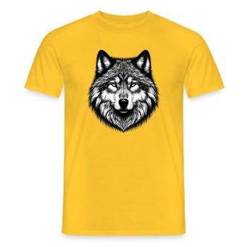 Wolf - Men's T-Shirt - yellow - Front - AI Model Male 178 dark (178cm)