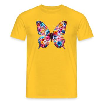 Butterfly decorated with flowers - Men's T-Shirt - yellow - Front - AI Model Male 178 dark (178cm)