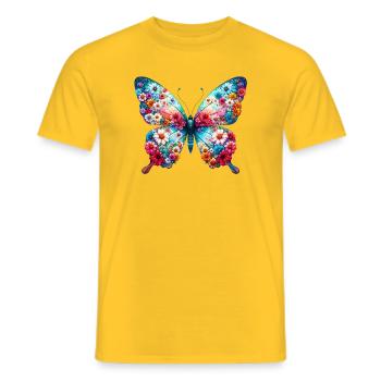 Butterfly decorated with flowers - Men's T-Shirt - yellow - Front - AI Model Male 178 dark (178cm)