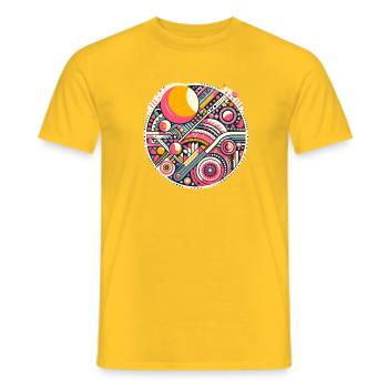 Neon Geometry — Orbit Bloom - Männer T-Shirt - Gelb - Vorne - AI Model Male 178 dark (178cm)