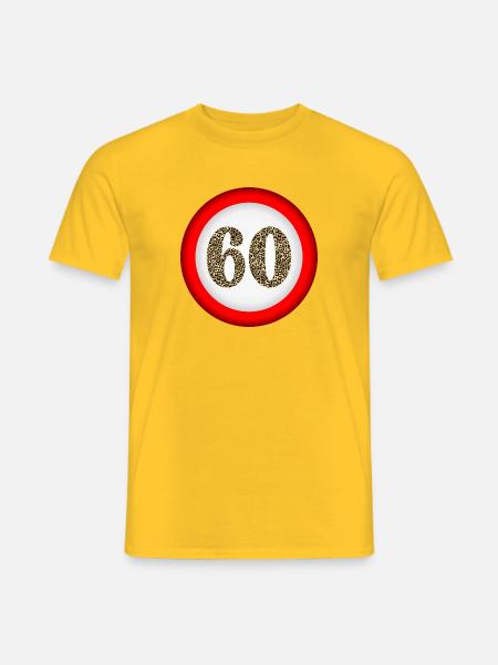 60th Birthday - NUMBER 60 ATTENTION - Men's T-Shirt - yellow