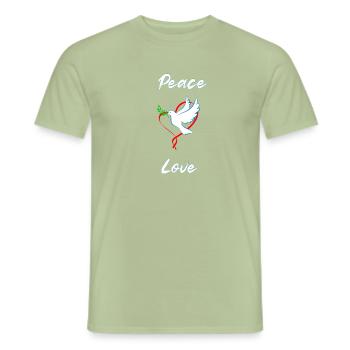 Peace and Love - Men's T-Shirt - sage - Front - AI Model Male 178 light (178cm)