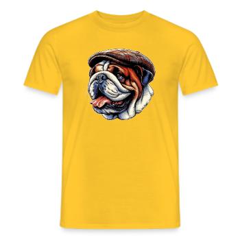 English Bulldog Dog - Men's T-Shirt - yellow - Front - AI Model Male 178 dark (178cm)