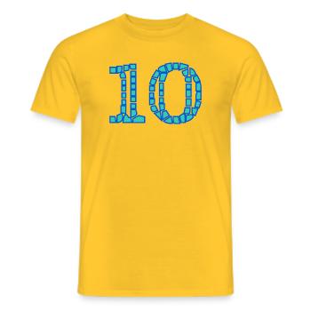 10. 10 YEARS. 10th ANNIVERSARY. 10 YEAR ANNIVERSARY. - Men's T-Shirt - yellow - Front - AI Model Male 178 dark (178cm)