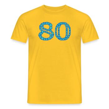 80. 80 ANS. 80e ANNIVERSAIRE. ANNIVERSAIRE 80 ANS. - T-shirt homme - jaune - Devant - AI Model Male 178 dark (178cm)