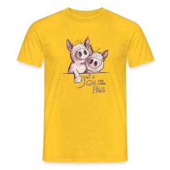 Just A Girl Who Loves Pigs Schwein - Männer T-Shirt - Gelb - Vorne - AI Model Male 178 dark (178cm)