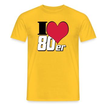 des années 80 Party Retro Fun , Chemise de fête à thème des années 80 (25) - T-shirt homme - jaune - Devant - AI Model Male 178 dark (178cm)