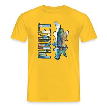 Watercolor Map Phuket - Men's T-Shirt - yellow - Front - AI Model Male 178 dark (178cm)