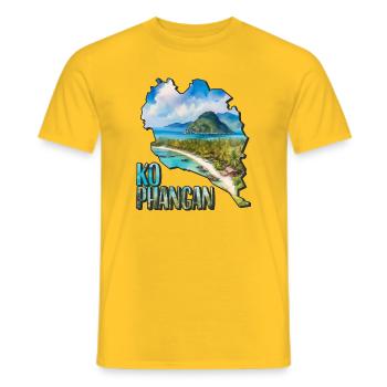 Carte à l’aquarelle Ko Phangan - T-shirt homme - jaune - Devant - AI Model Male 178 dark (178cm)