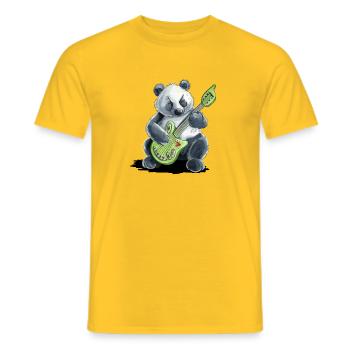 Panda Bear Plays Guitar Music Electric Guitar - Men's T-Shirt - yellow - Front - AI Model Male 178 dark (178cm)