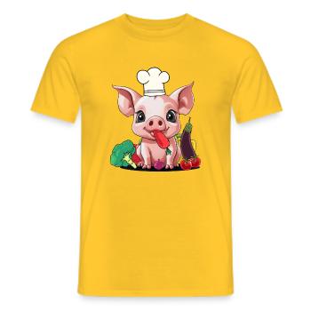 Cochon Légume Cuisinier Cuisinier Cuisinier Porcelet - T-shirt homme - jaune - Devant - AI Model Male 178 dark (178cm)