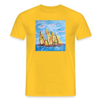 Fjordboot Segelregatte - Männer T-Shirt - Gelb - Vorne - AI Model Male 178 dark (178cm)
