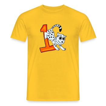 Zahl 1 Nummer Eins - Schneeleopard Motiv - Männer T-Shirt - Gelb - Vorne - AI Model Male 178 dark (178cm)