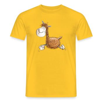 Lustiges Lama Für Lama Oder Alpaka Freunde - Männer T-Shirt - Gelb - Vorne - AI Model Male 178 dark (178cm)