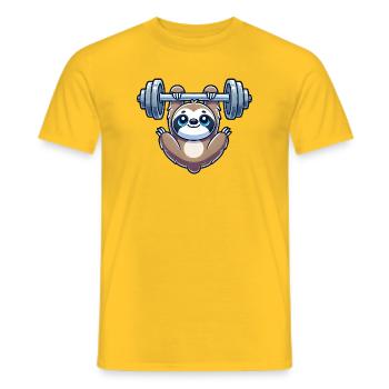 Lazy Dumbbell Pull-Up Workout Funny - Men's T-Shirt - yellow - Front - AI Model Male 178 dark (178cm)