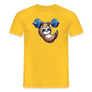 paresseux haltère Pull-Up Workout Drôle - T-shirt homme - jaune - Devant - AI Model Male 178 dark (178cm)