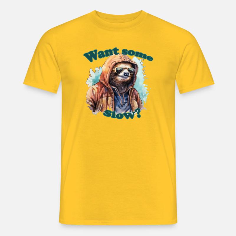 Faultier Bunte Wasserfarben Text - Männer T-Shirt - Gelb