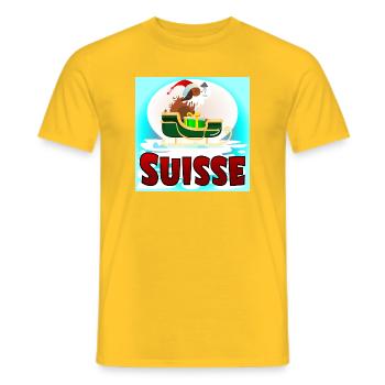 Chien Saint-Bernard Suisse Noël - T-shirt homme - jaune - Devant - AI Model Male 178 dark (178cm)